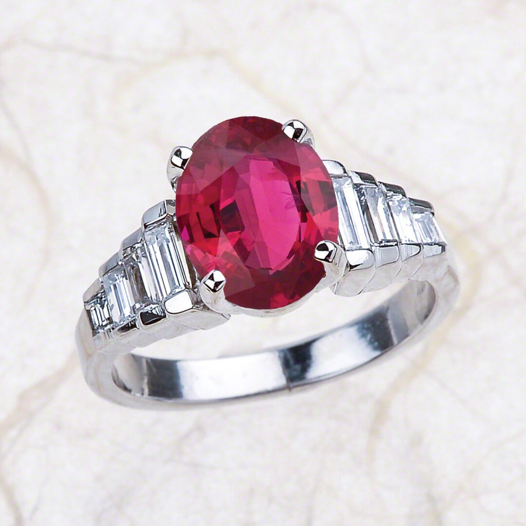 Oval Lab Created Ruby Engagement Ring / Oval Engagement Ring / Etsy