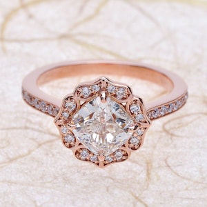 Moissanite Engagement Ring Rose Gold / Cushion Engagement Ring Rose Gold / NEO Moissanite Engagement Ring Rose Gold / Cushion NEO Moissanite
