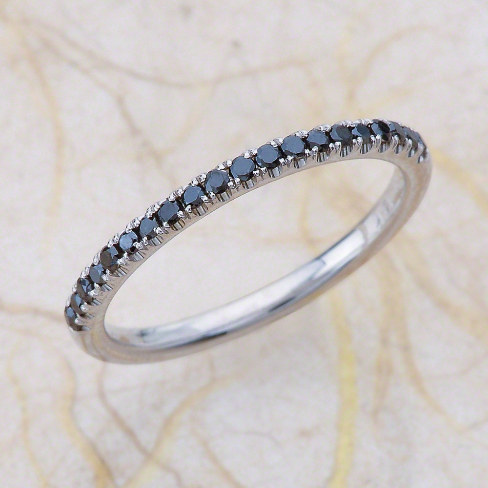 Thin Wedding Band / Black Diamond Wedding Band / Thin Black Etsy