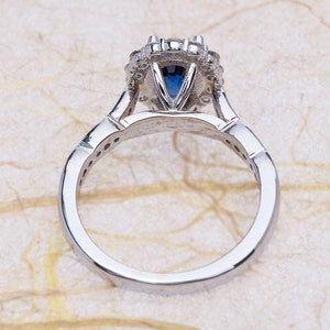 Blue Sapphire Engagement Ring White Gold Oval Lab Grown - Etsy