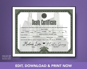 Death Certificate Etsy