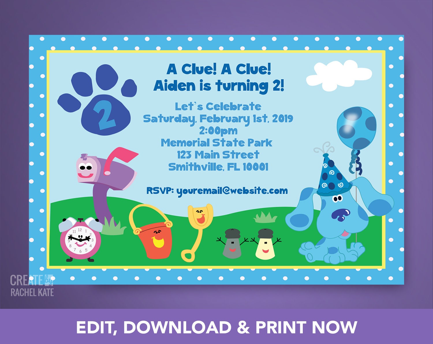 Blues Clues Birthday Party Personalized Printable Invitation | Etsy