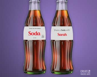 Gray Grey Cola Diet Soda Glass Bottle Small 8 fl oz ounce US Stickers Labels Favors DIGITAL | Design Your Own! | SBG-002