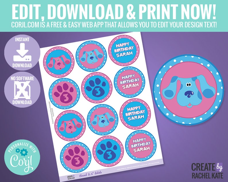 Blues Clues 2.5 Inch Circle Round Cupcake Toppers Stickers | Etsy