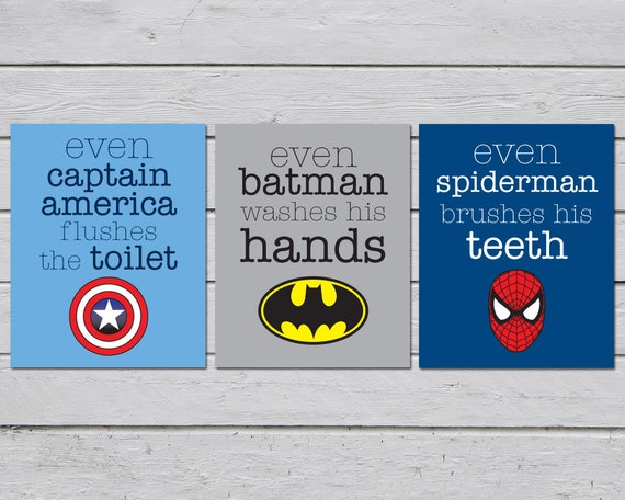 Superhero Bathroom Bathroom Rules Superhero Bathroom Decor Etsy