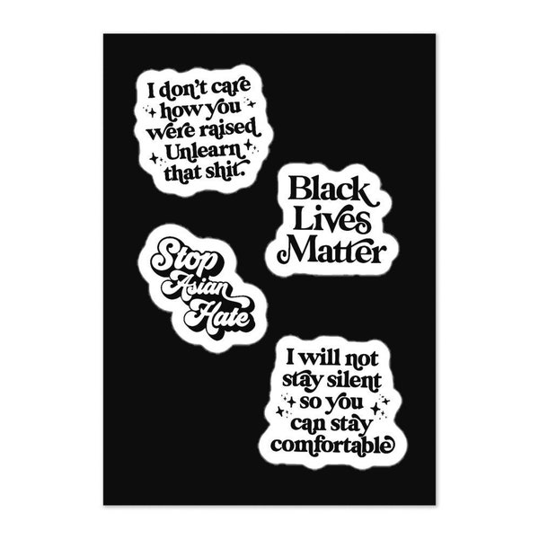 Activist Sticker Sheet | Black Lives Matter | Stop Asian Hate | Gifts for Feminists, Activists and Allies | Social Justice