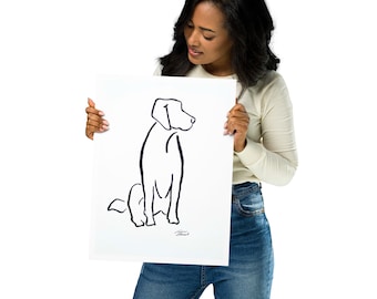 Einfache Hunde Zeichnung, Hund Umriss Zeichnung, Kunstdruck
