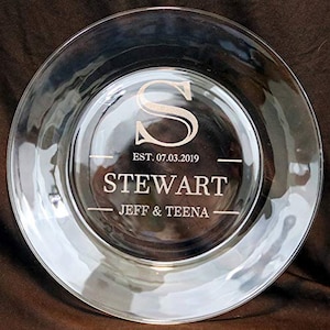 Personalized Wedding Gift, Etched Glass Plate