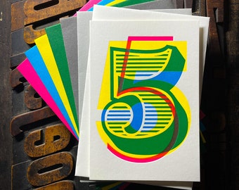 5th Birthday / Anniversary Letterpress Card