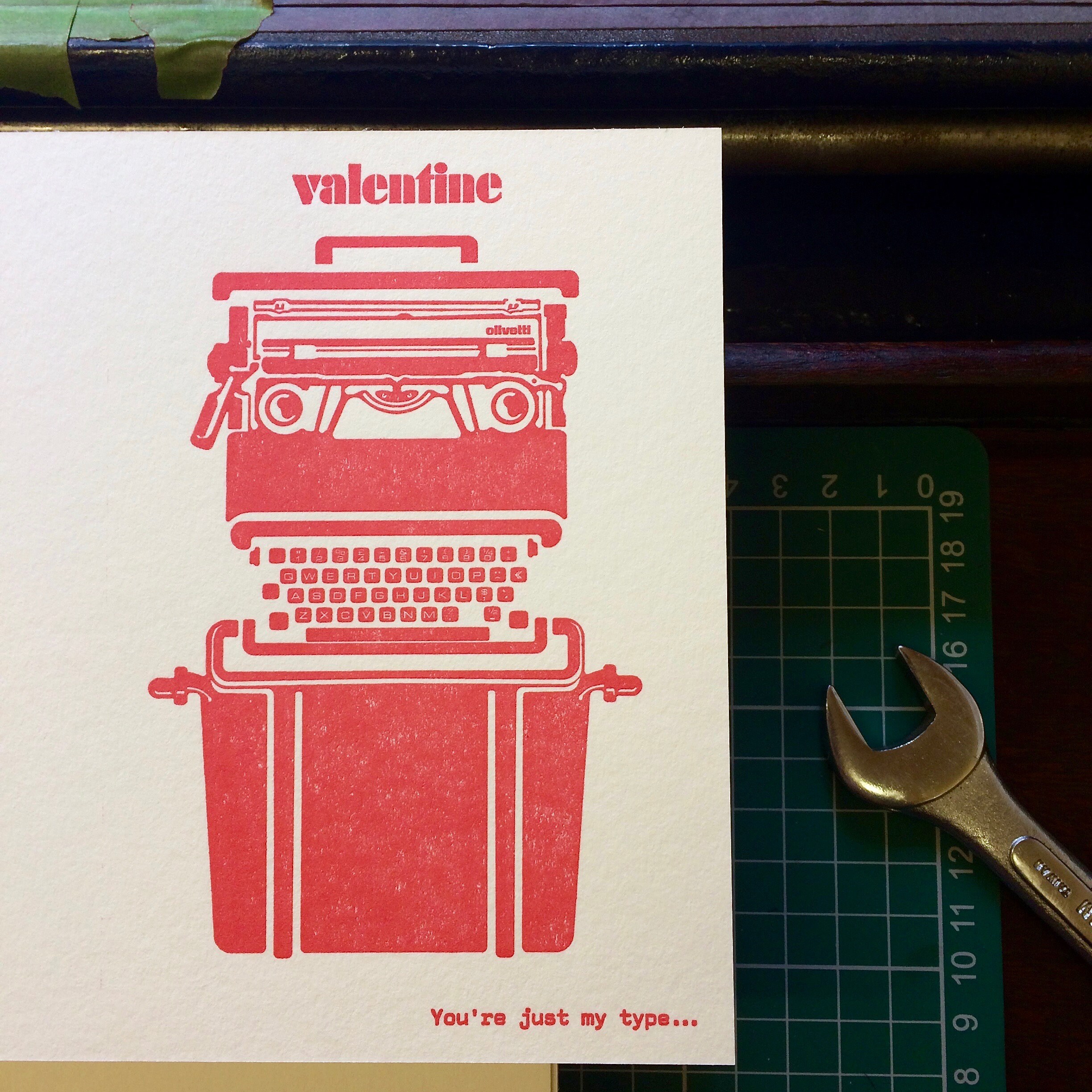 Valentines Letterpress Card You're Just My Type Red | Etsy