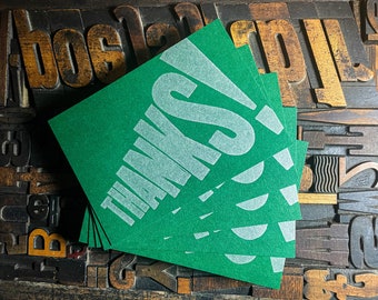 Thanks!: Pack of Six Thank You Letterpress Postcards