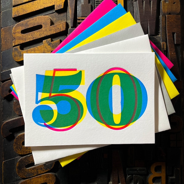 50 Jahre Letterpress Geburtstagskarte