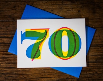 70th Birthday Letterpress Card