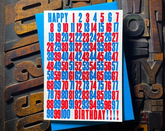 chaque carte d'anniversaire | Carte typographique