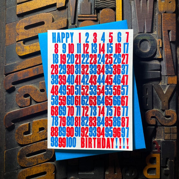 chaque carte d'anniversaire | Carte typographique