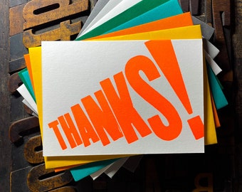 Thanks! Letterpress Card | Fluorescent Orange