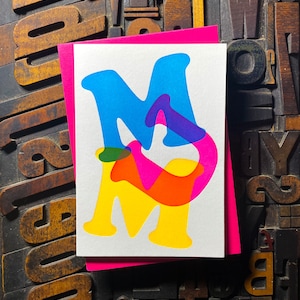 carte typographique de la fête des mères | M(cyan) U(magenta) M(jaune)