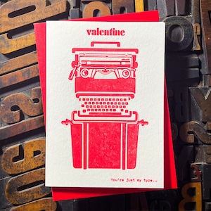 Carte typographique de la Saint-Valentin | Vous êtes juste mon type | Rouge