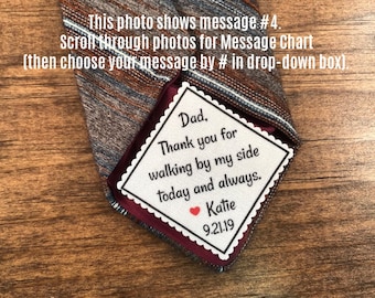GIFTS FOR HIM - Wedding Tie Patch - Father of Bride, Father of the Groom, Groom Patch - 2&quot; Wide Patch, Sew or Iron, Skinny Tie, Choose Font