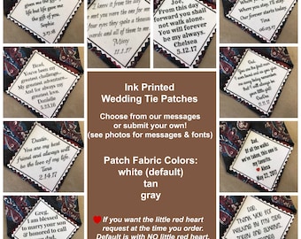 PERSONALIZED TIE PATCH - Sew On, Iron On, - Father of the Bride - Father of the Groom - Groom Tie Patch, Wedding Tie Patch, 2.5" Wide Patch