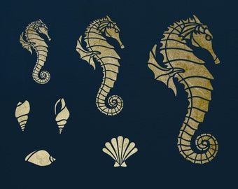 For Walls ST11 Furniture and Art Seahorse Stencil