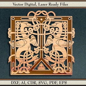 Celtic Knot, Framed Motif, Vector, #1, svg, dxf, ai, cdr,  pdf, eps. Laser Cut Files.