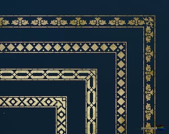 Border Stencil Set With Corners, for Art. Walls and Furniture  ST30