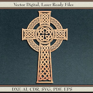 Celtic Cross Vector, #1, svg, dxf, ai, cdr,  pdf, eps.  For laser cutting and engraving.