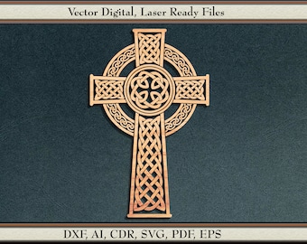 Celtic Cross Vector, #1, svg, dxf, ai, cdr,  pdf, eps.  For laser cutting and engraving.