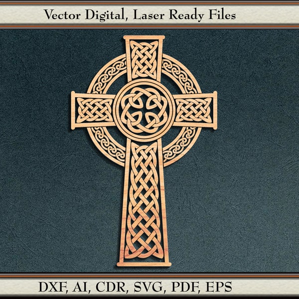 Celtic Cross Vector, #1, svg, dxf, ai, cdr,  pdf, eps.  For laser cutting and engraving.