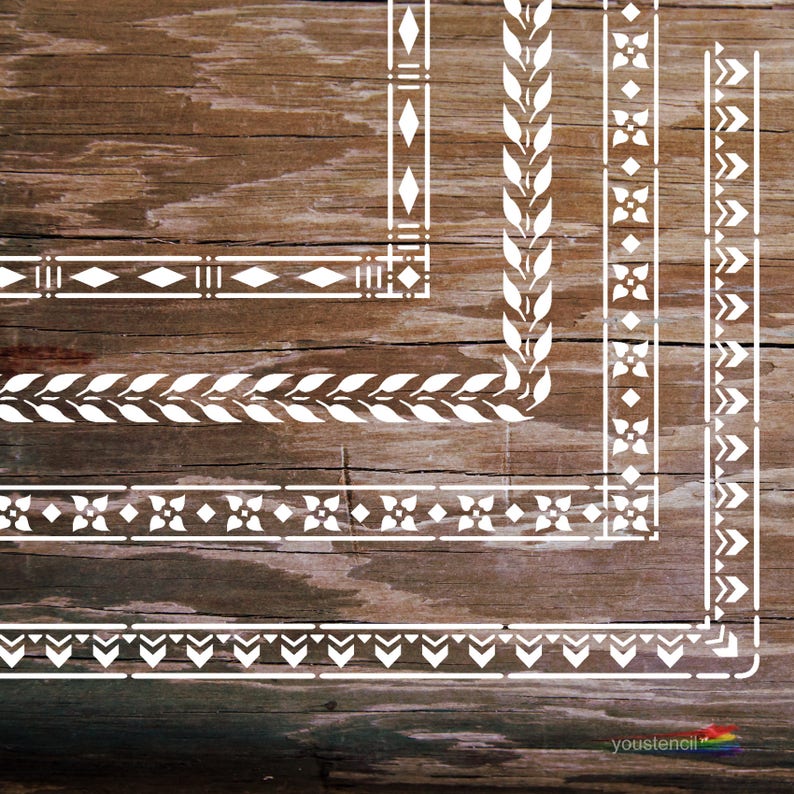Border Stencil Set with Corners For Art Walls and Furniture Etsy