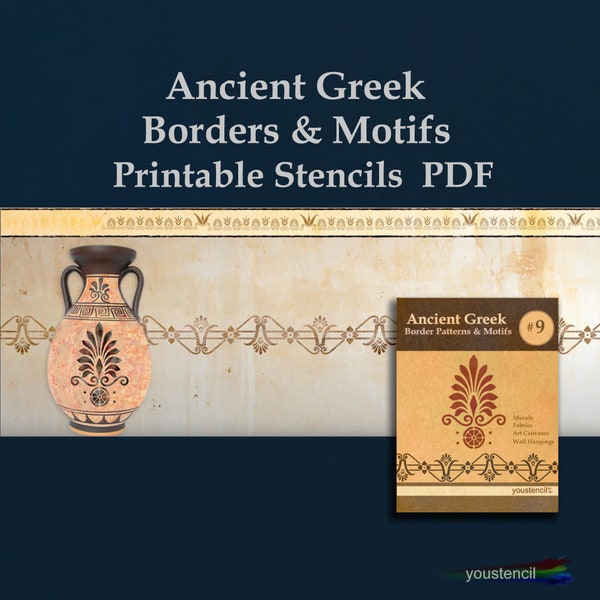 Ancient Greek  Stencils.  Borders & Motifs, Printable Stencil  Ebook PDF