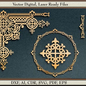Gothic Vector, Corner Design, #104. svg, dxf, ai, cdr,  pdf, eps, For laser cutting and engraving.