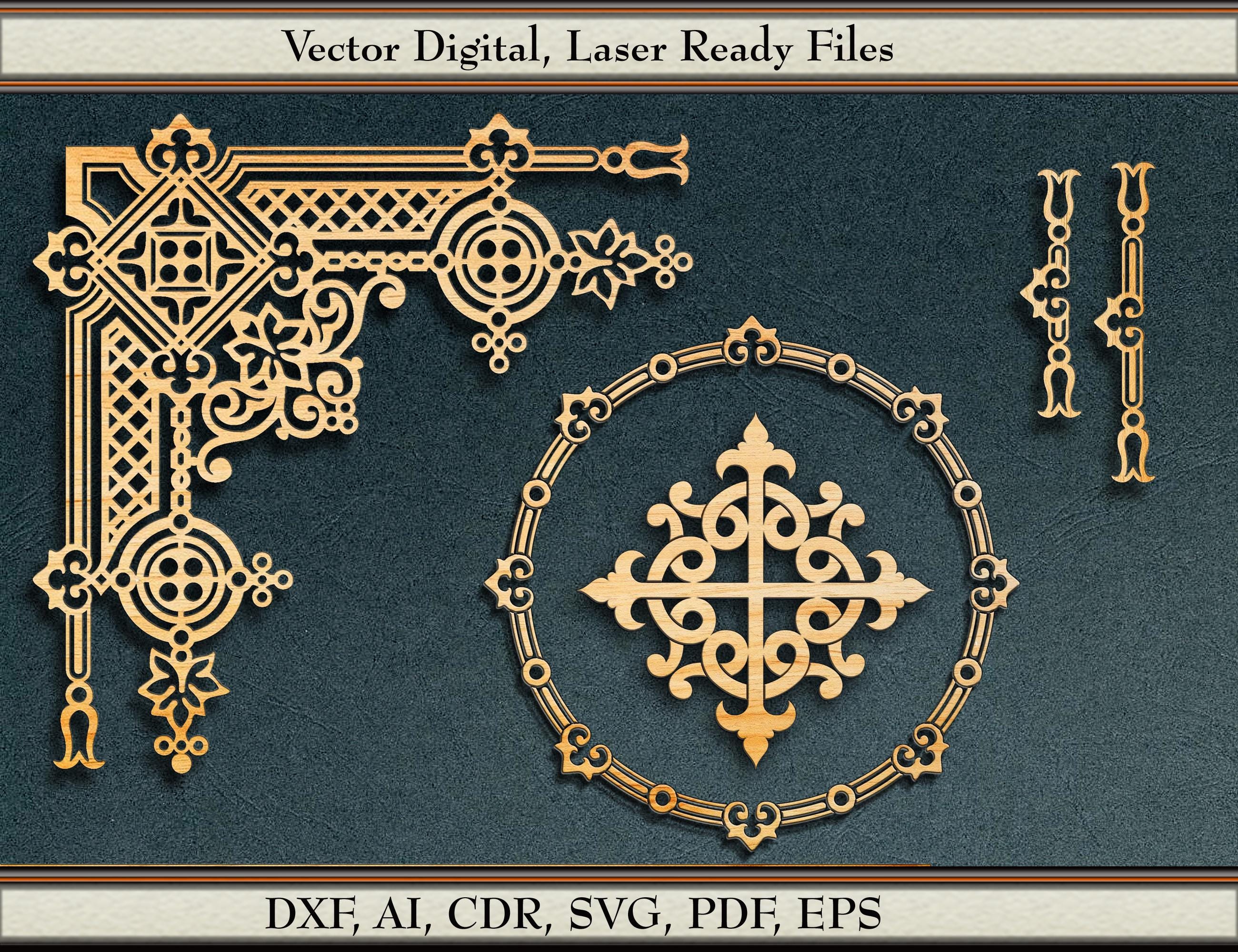 Gothic Vector, Corner Design, #104. Svg, Dxf, Ai, Cdr, Pdf, Eps, for ...