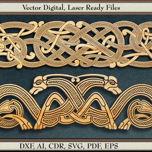 Viking Norse Knots, Vector Design  #87,   svg, dxf, ai, cdr,  pdf, eps. For laser cutting and engraving.