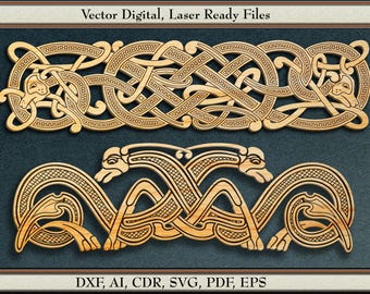 Viking Norse Knots, Vector Design  #87,   svg, dxf, ai, cdr,  pdf, eps. For laser cutting and engraving.