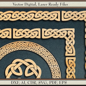 Borde de nudo celta, vector n.° 93, SVG, DXF, AI, CDR, PDF, EPS. Archivos cortados con láser.