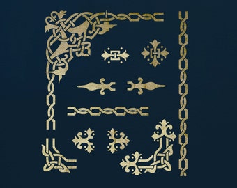 Celtic Knot Corner and Border Stencil Set, for Walls, Art and Furniture.  ST4