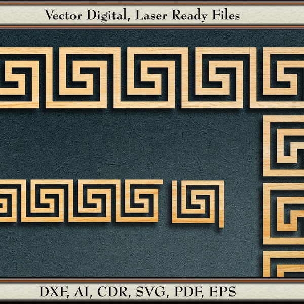 Greek Key Vector, with Corner  #51,   svg, dxf, ai, cdr,  pdf, eps. For laser & plotter .