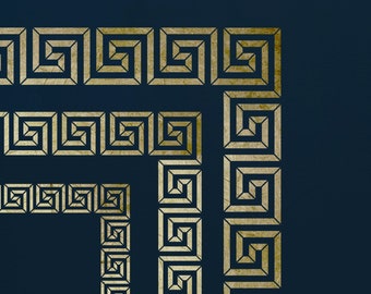 Greek Key Stencil Set with Corners, For Walls, Furniture and Art.   ST51