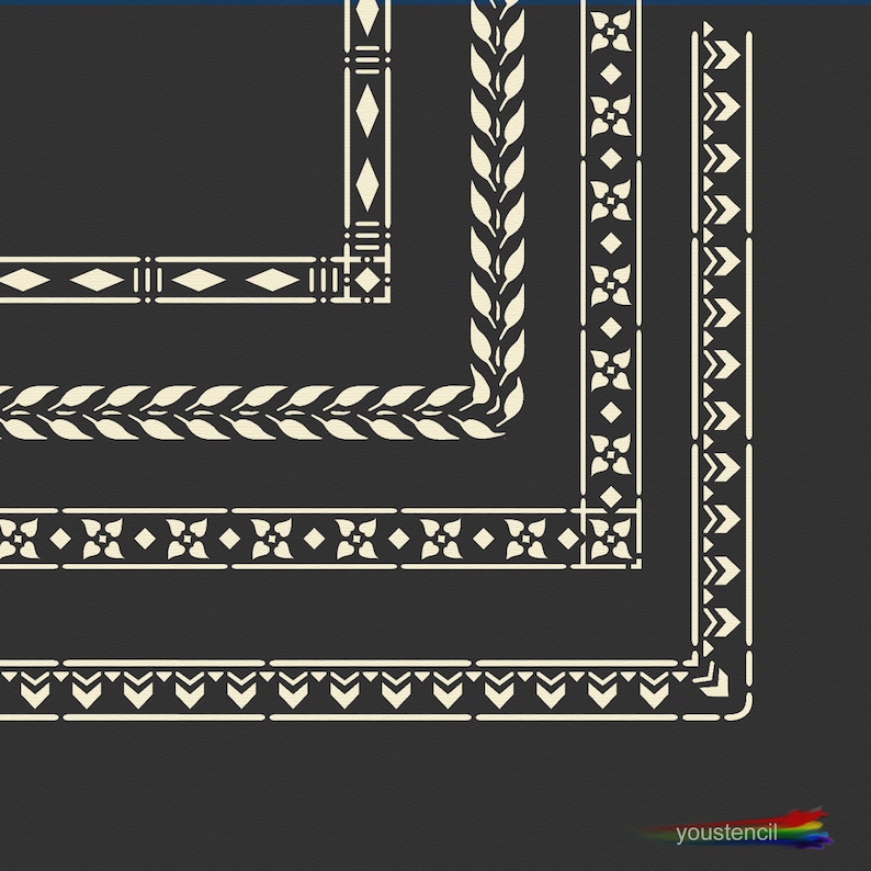 Border Stencil Set With Corners for Art Walls and Furniture Etsy