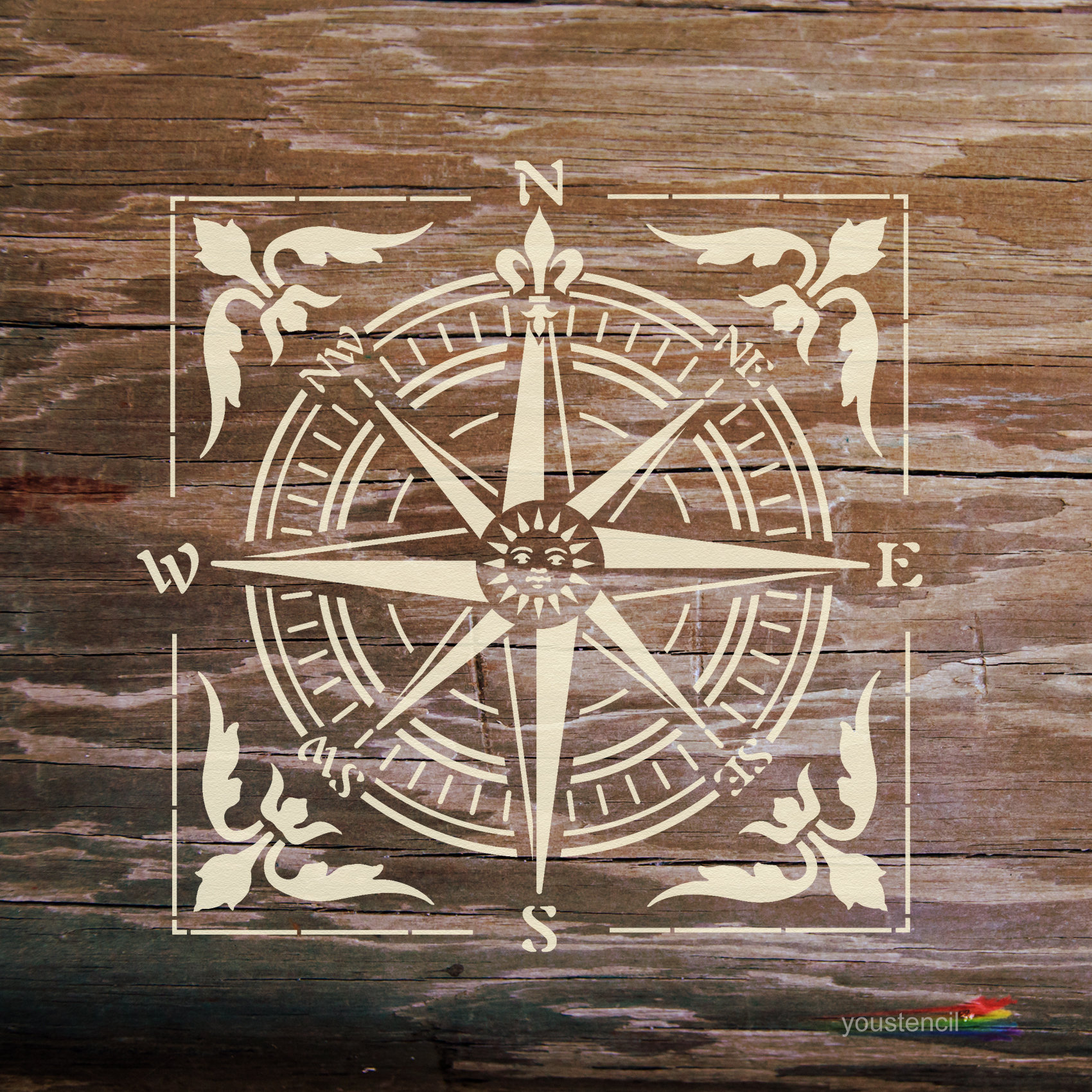 Compass Wall Sample Victorian Compass Stencil, for Walls Art and Furniture. ST61 - Etsy Canada