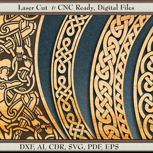 Celtic Round Borders Vector, #1, svg, dxf, ai, cdr,  pdf, eps. Laser Cut and CNC ready Files.