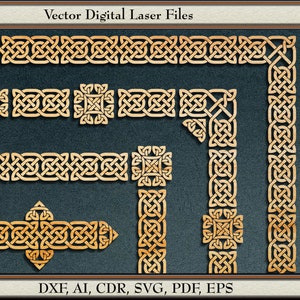 Vecteur de bordure de noeud celtique, #89, svg, dxf, ai, cdr, pdf, eps. Fichiers découpés au laser.