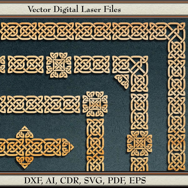 Celtic Knot Border Vector, #89, svg, dxf, ai, cdr,  pdf, eps. Laser Cut Files.