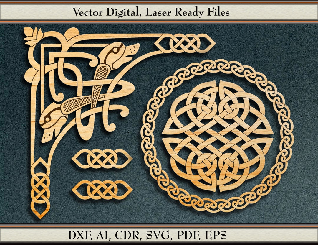 Celtic Knot Vector, Corner Design 5, Svg, Dxf, Ai, Cdr, Pdf, Eps. for