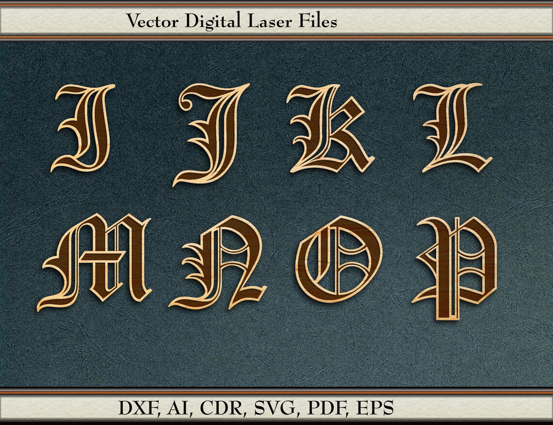 Old English Lettering, Vector. Svg, Dxf, Ai, Cdr, Pdf, Eps. for Laser ...