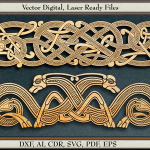 Viking Norse Knots, Vector Design  #87,   svg, dxf, ai, cdr,  pdf, eps. For laser cutting and engraving.