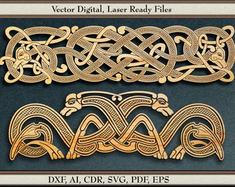Nudos nórdicos vikingos, diseño vectorial n.° 87, SVG, DXF, AI, CDR, PDF, EPS. Para corte y grabado láser.