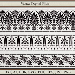 Greek Borders #120D,  Digital Vector Files. Svg, Dxf, Ai, Cdr,  Pdf, Eps, Jpg, Png